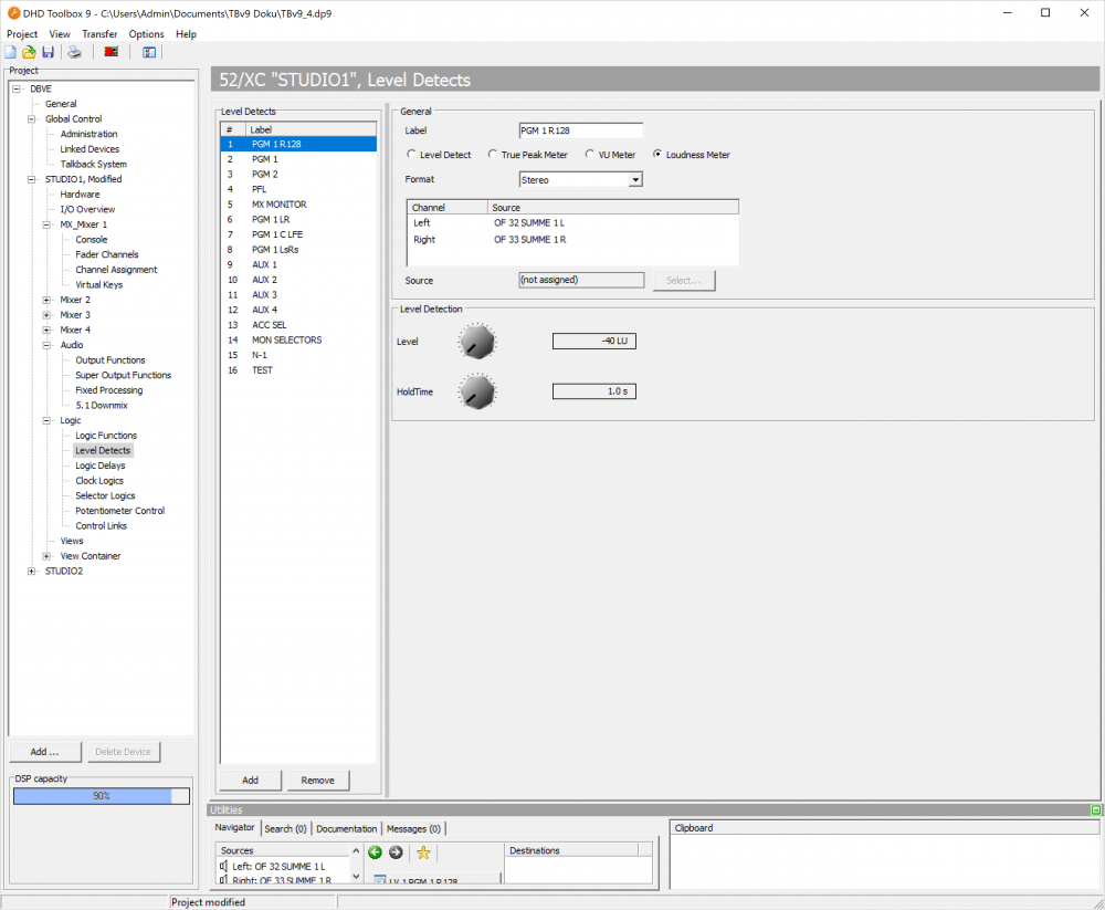 R128 loudness meter configuration