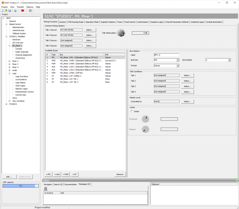 Mixing Functions tab
