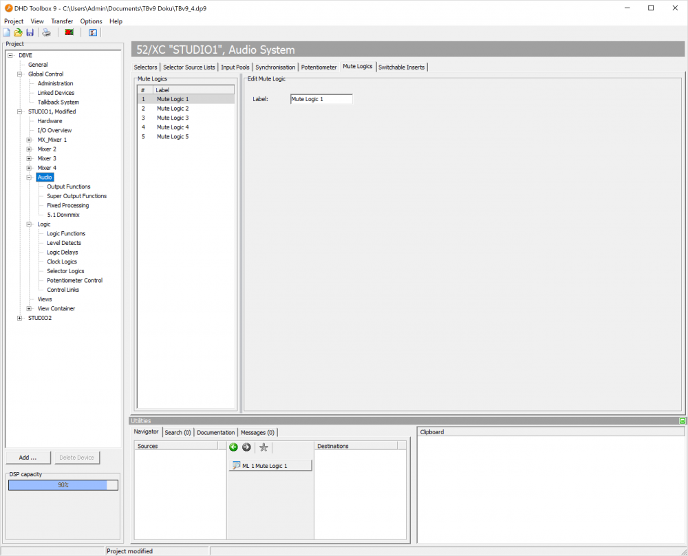 Audio - Mute Logics tab