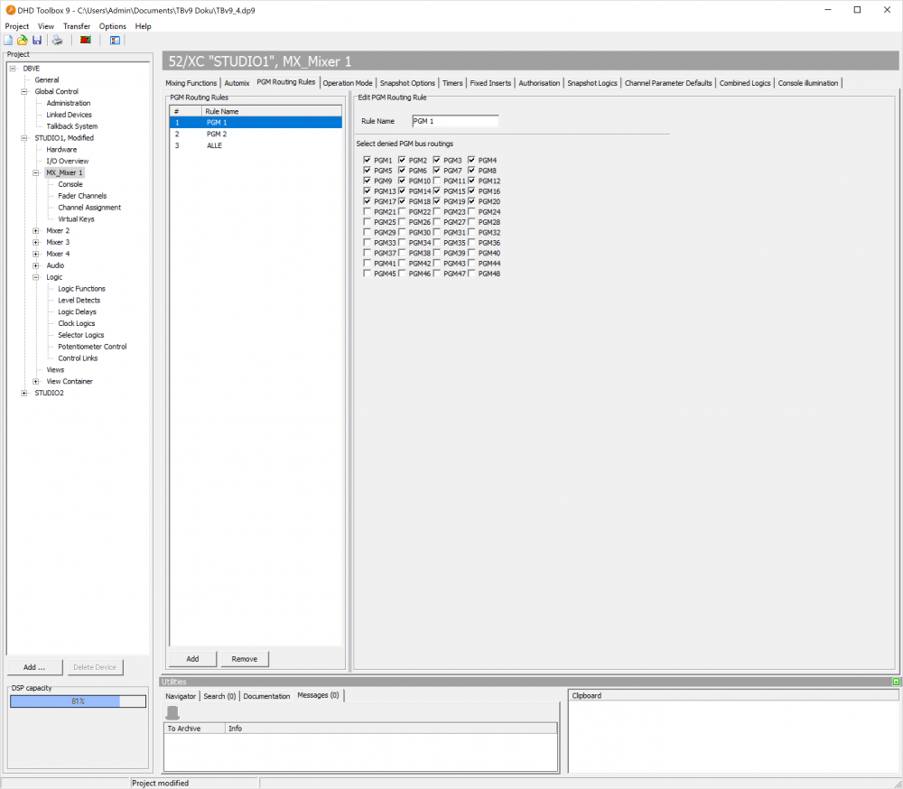 PGM Routing Rules, creating program rules.