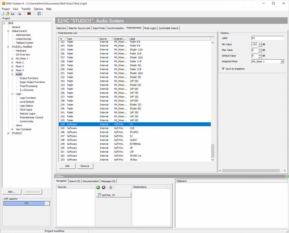 Potentiometer, Assigning a software potentiometer to a Virtual Mixer.