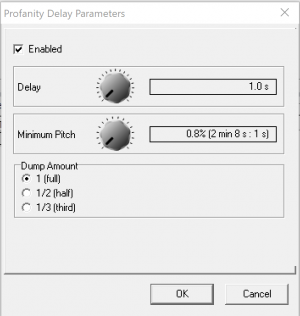 Profanity delay parameters window (for Profanity Delay 1)
