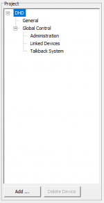 Project area with nodes for general settings - in a new project