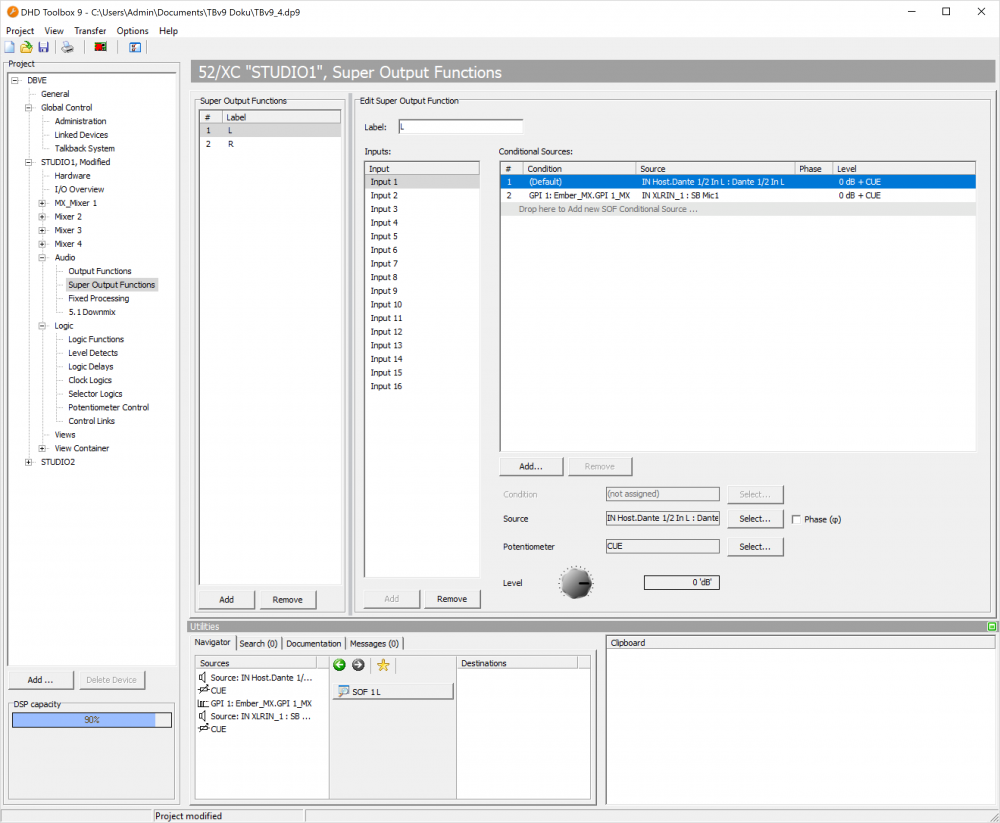 Super output functions, adding inputs and selecting audio sources.