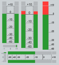 PPM Mono/Stereo Element with correlation detect and different sources and German PPM scaling.