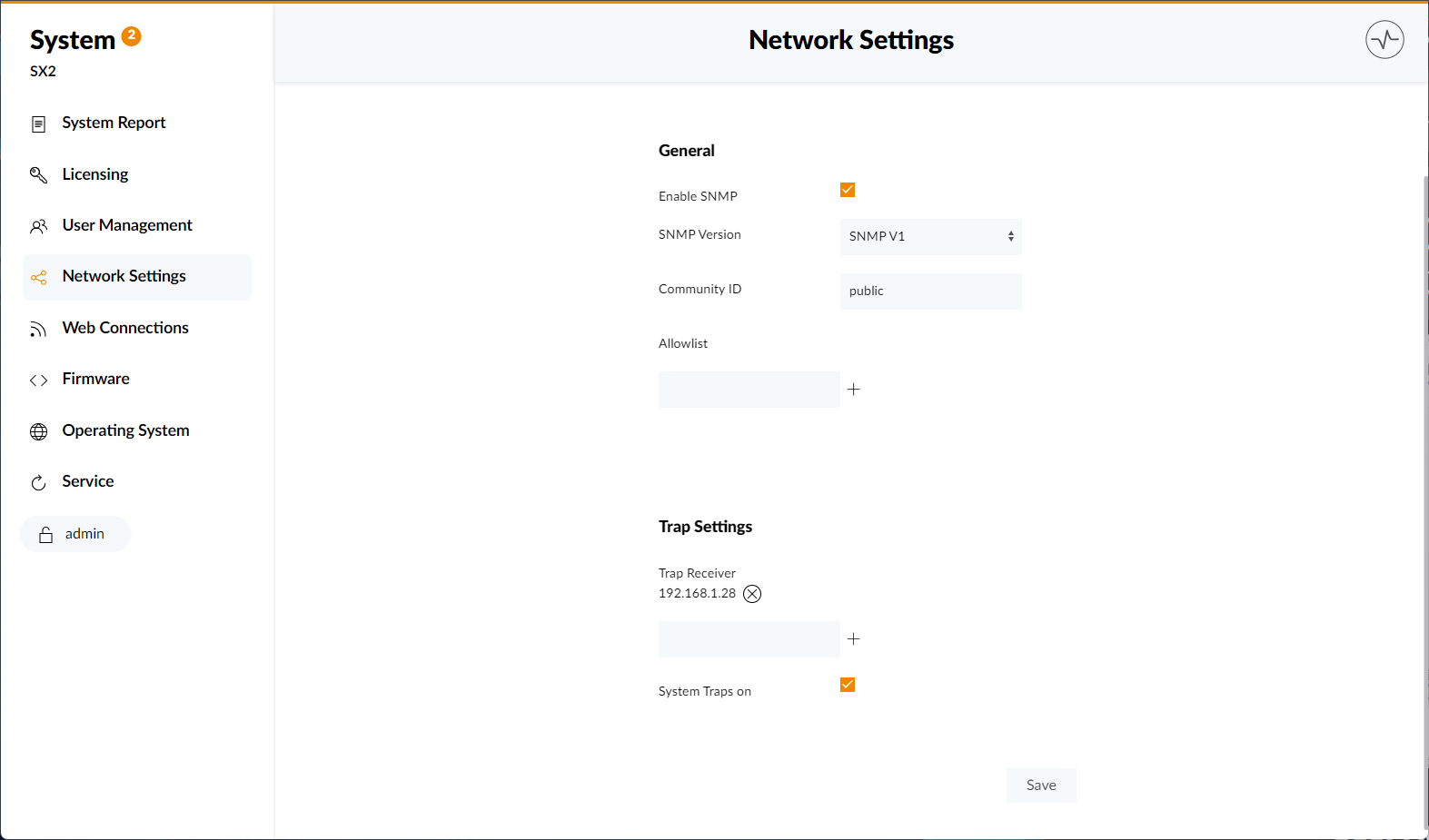 SNMP Settings Page