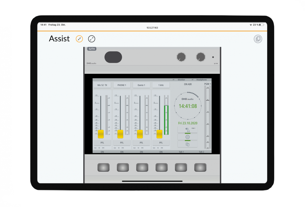 A 52/TX console in Assist App