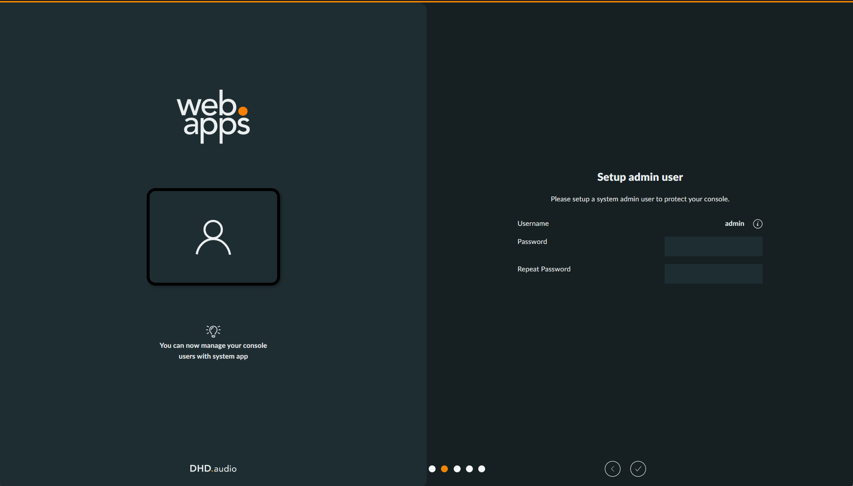 Setup admin user